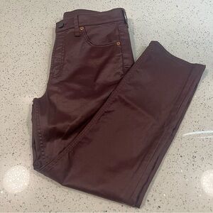NWOT GAP Coated Denim Shiny Stretch Maroon Vintage Slim Mid Rise Pants | 30/10